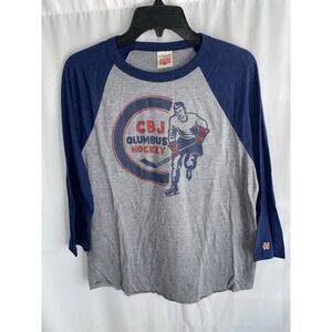 Homage Columbus Blue Jackets CBJ Hockey Raglan 3/4 Sleeve Shirt Medium